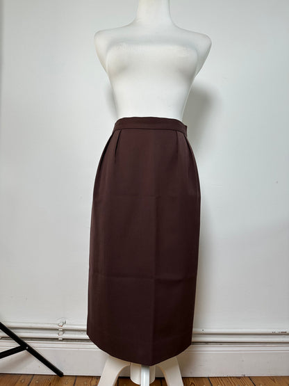 Vintage Dior Wool Skirt Dark Brown S