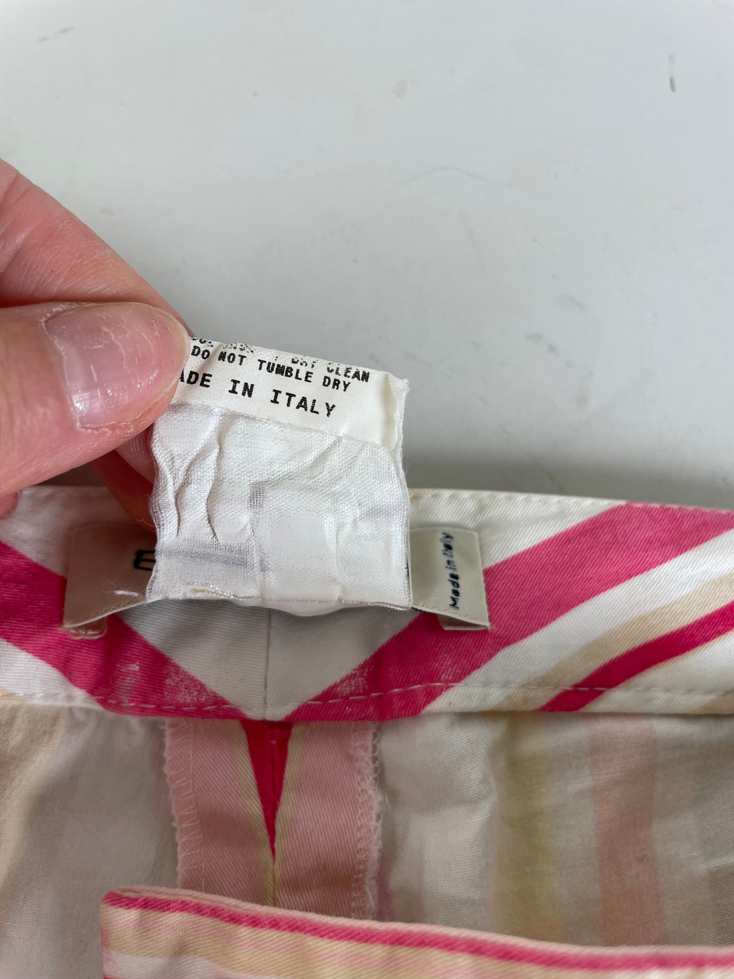 Vintage Etro Striped Cotton Trousers Pink Yellow Green XL