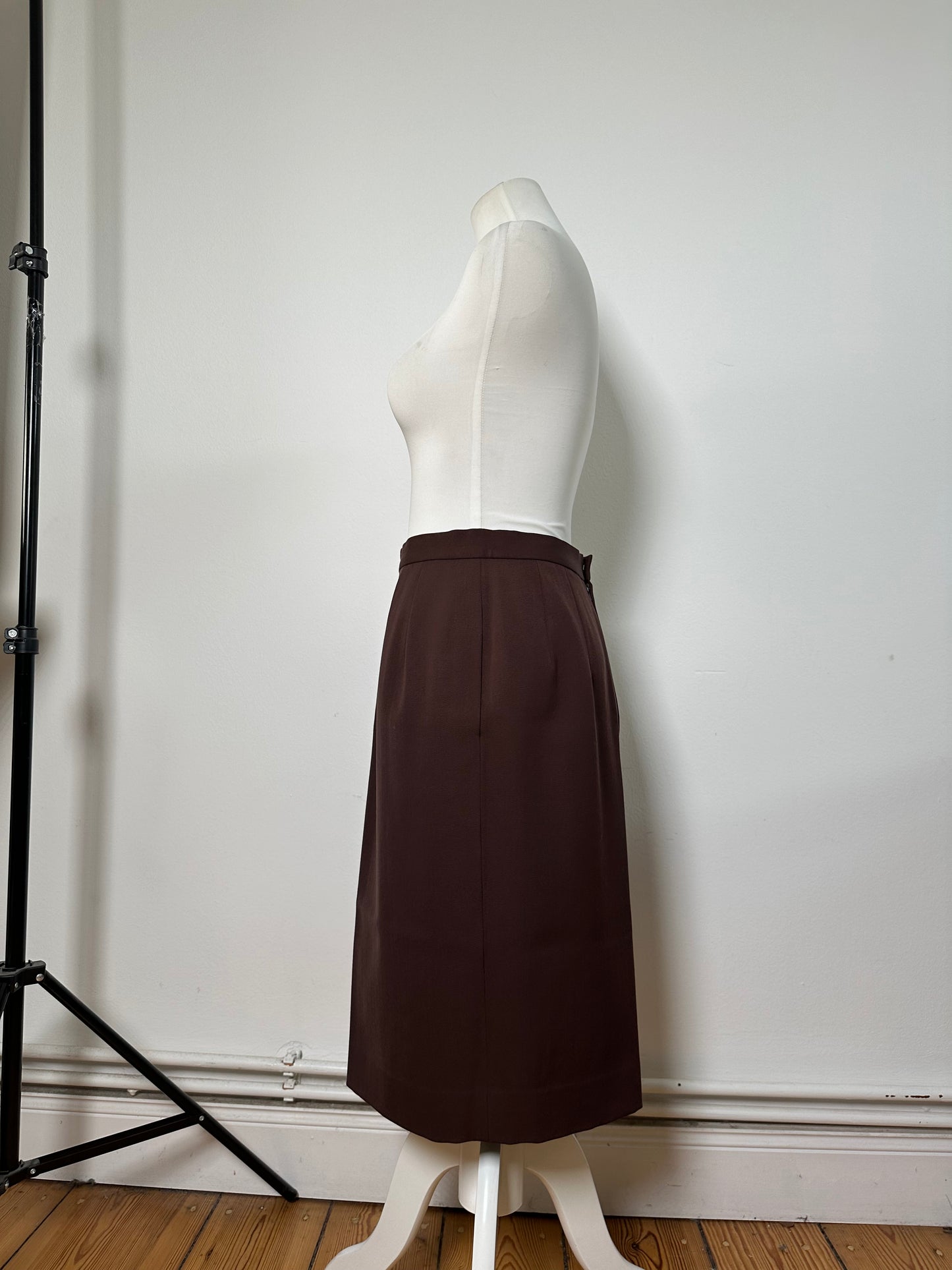 Vintage Dior Wool Skirt Dark Brown S
