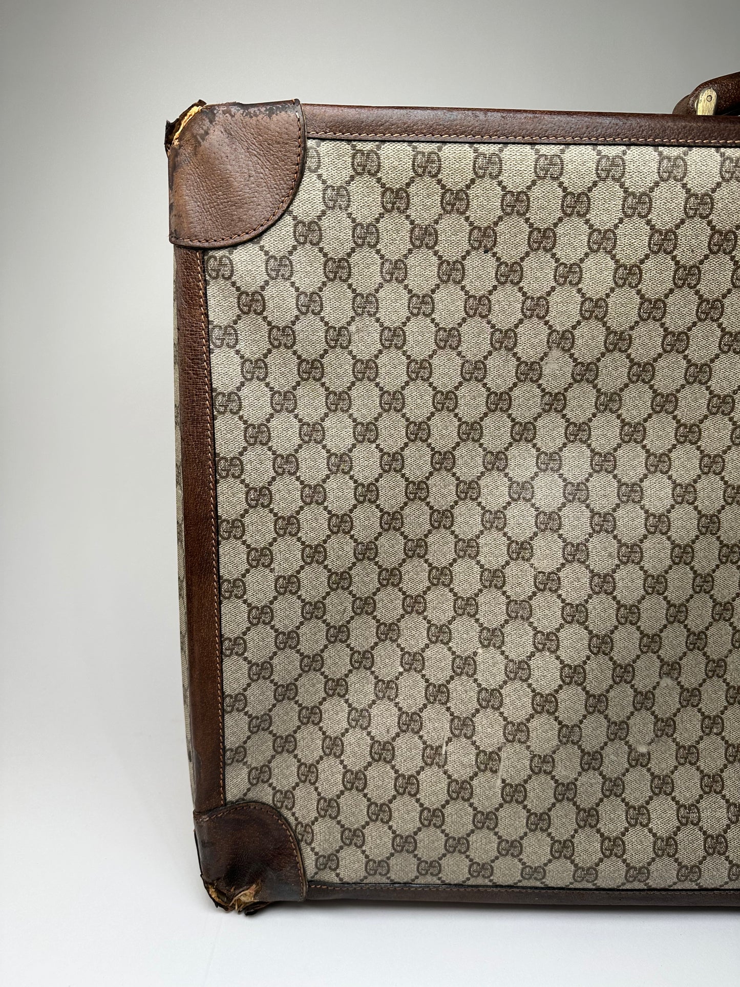Vintage Gucci GG Supreme Canvas Suitcase Beige Brown