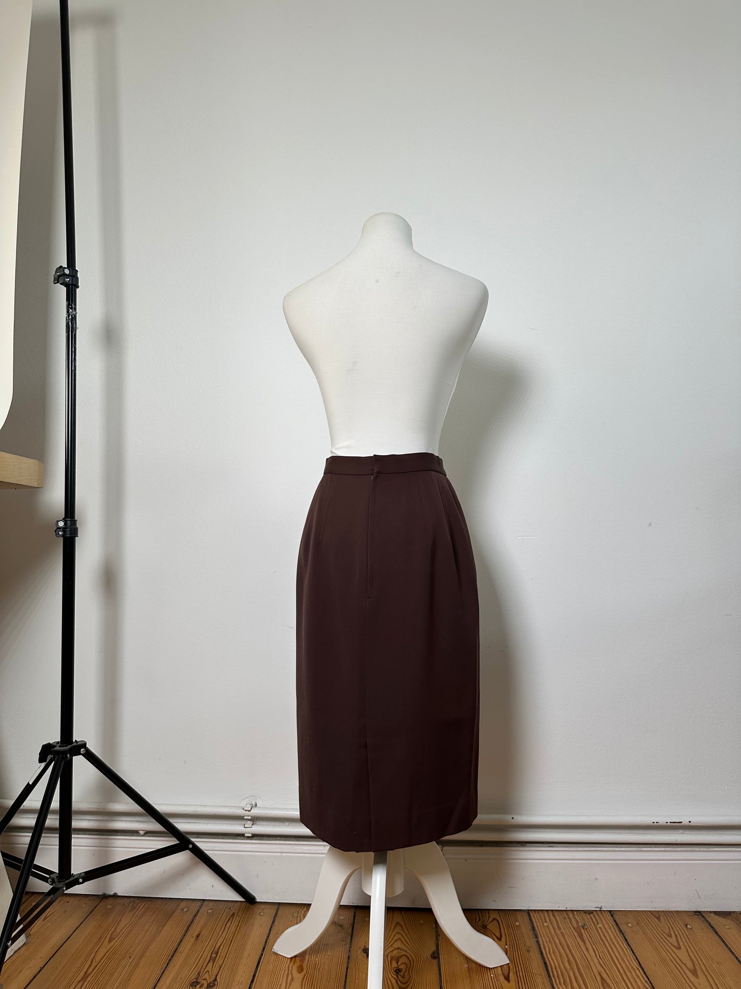 Vintage Dior Wool Skirt Dark Brown S