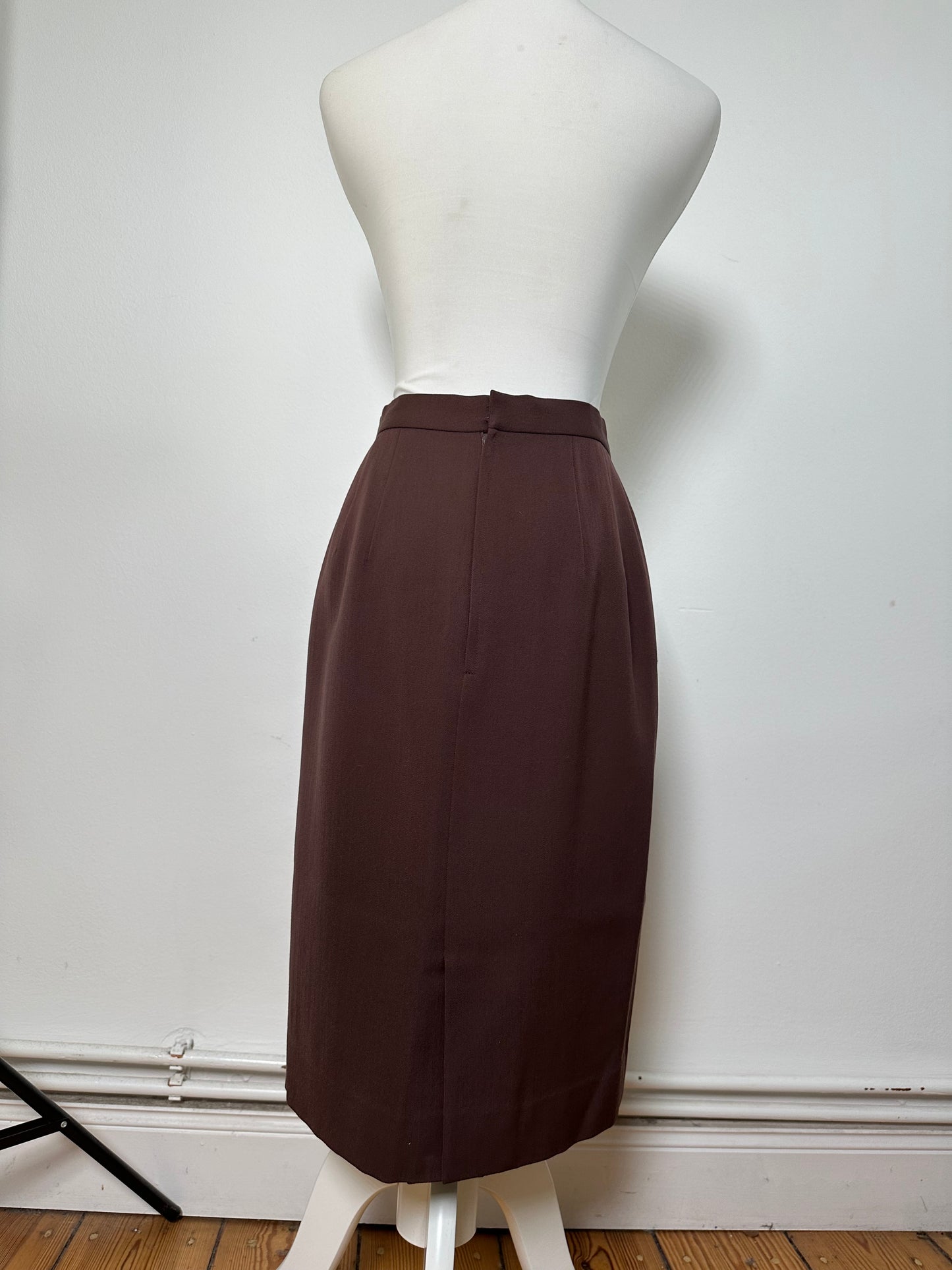 Vintage Dior Wool Skirt Dark Brown S