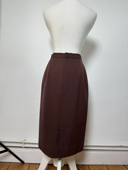 Vintage Dior Wool Skirt Dark Brown S