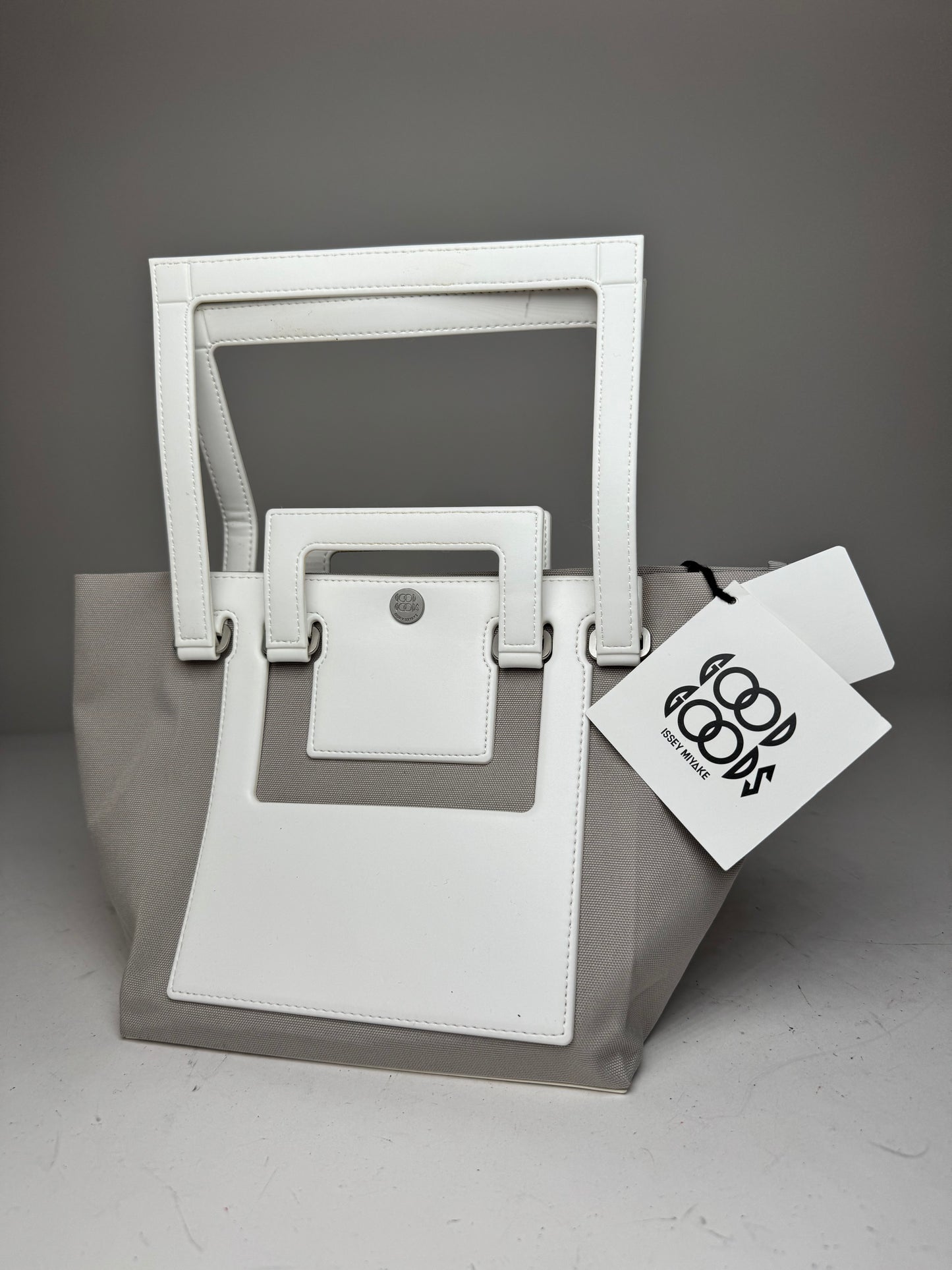 Vintage Issey Miyake Leather Canvas 2Way Bag Silver White