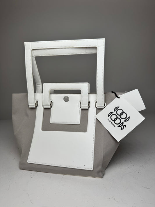 Vintage Issey Miyake Leather Canvas 2Way Bag Silver White