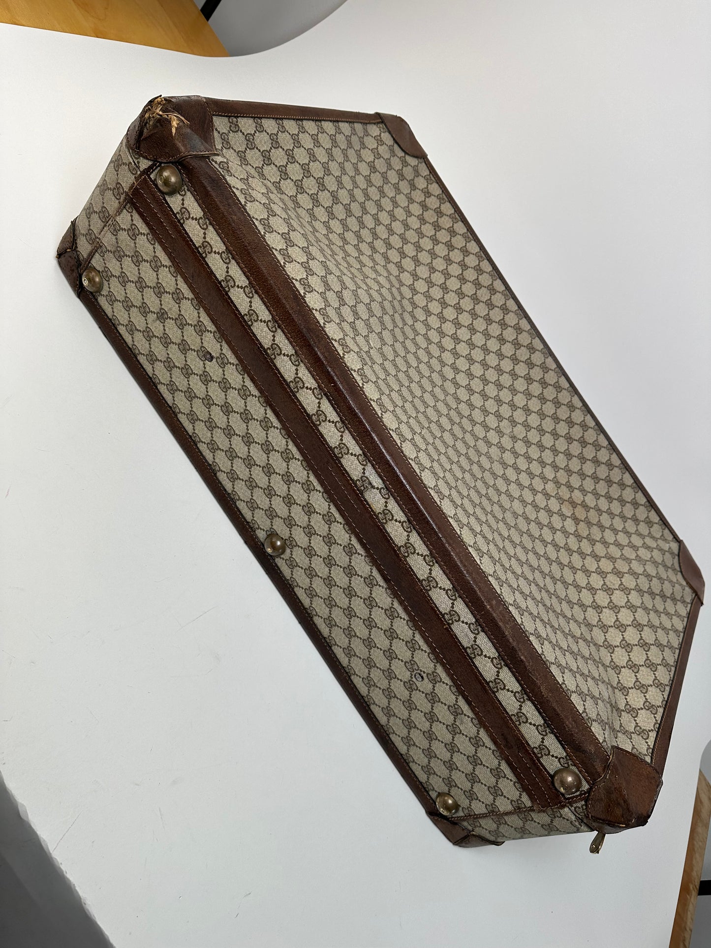 Vintage Gucci GG Supreme Canvas Suitcase Beige Brown