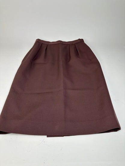 Vintage Dior Wool Skirt Dark Brown S