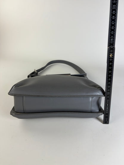 Vintage Givenchy Smooth Leather Shoulder Bag Grey Silver