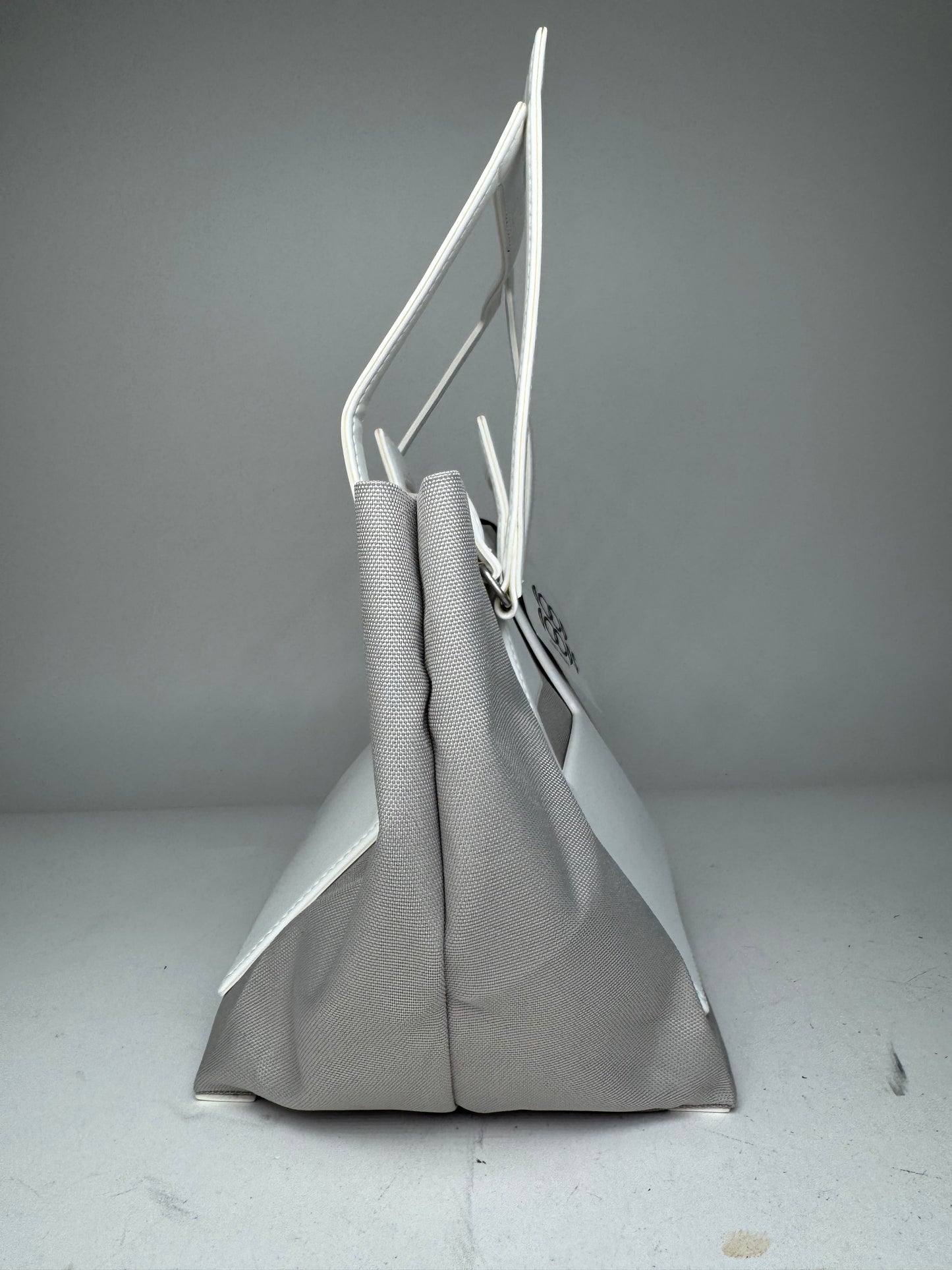 Vintage Issey Miyake Leather Canvas 2Way Bag Silver White