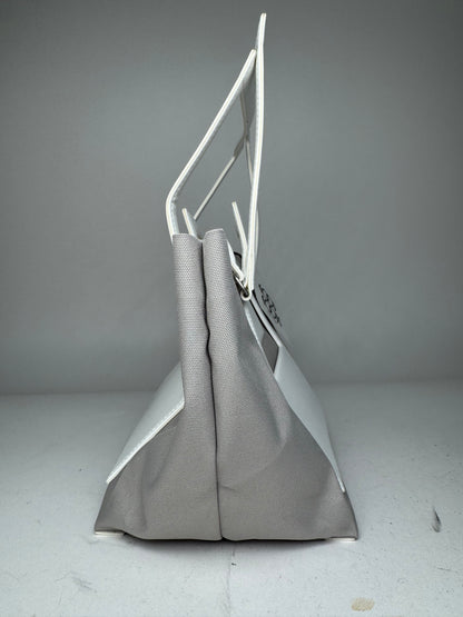Vintage Issey Miyake Leather Canvas 2Way Bag Silver White