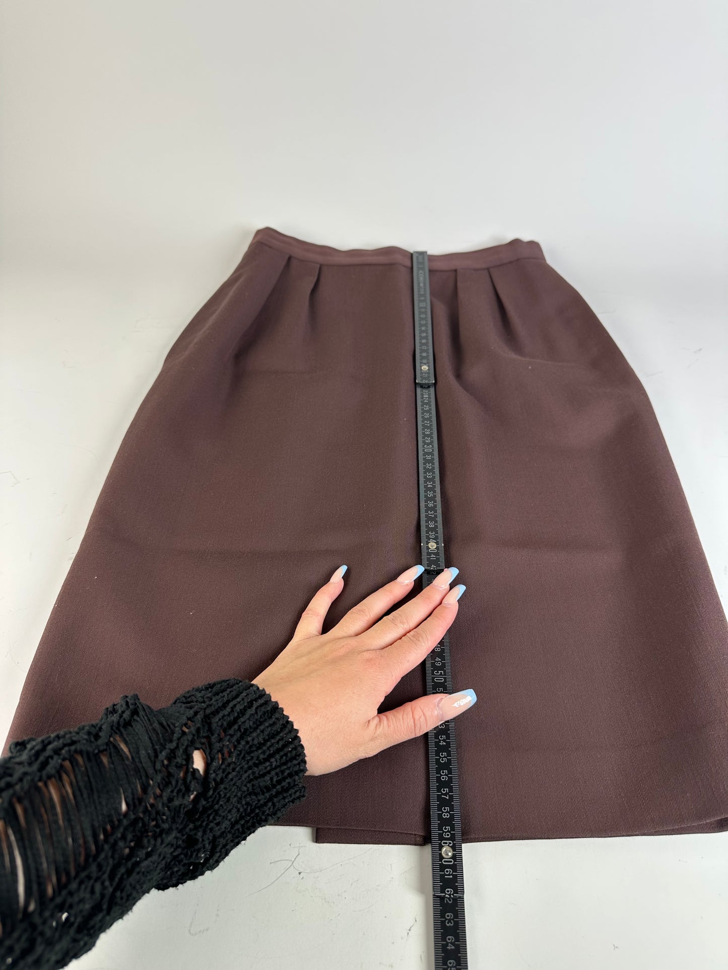 Vintage Dior Wool Skirt Dark Brown S