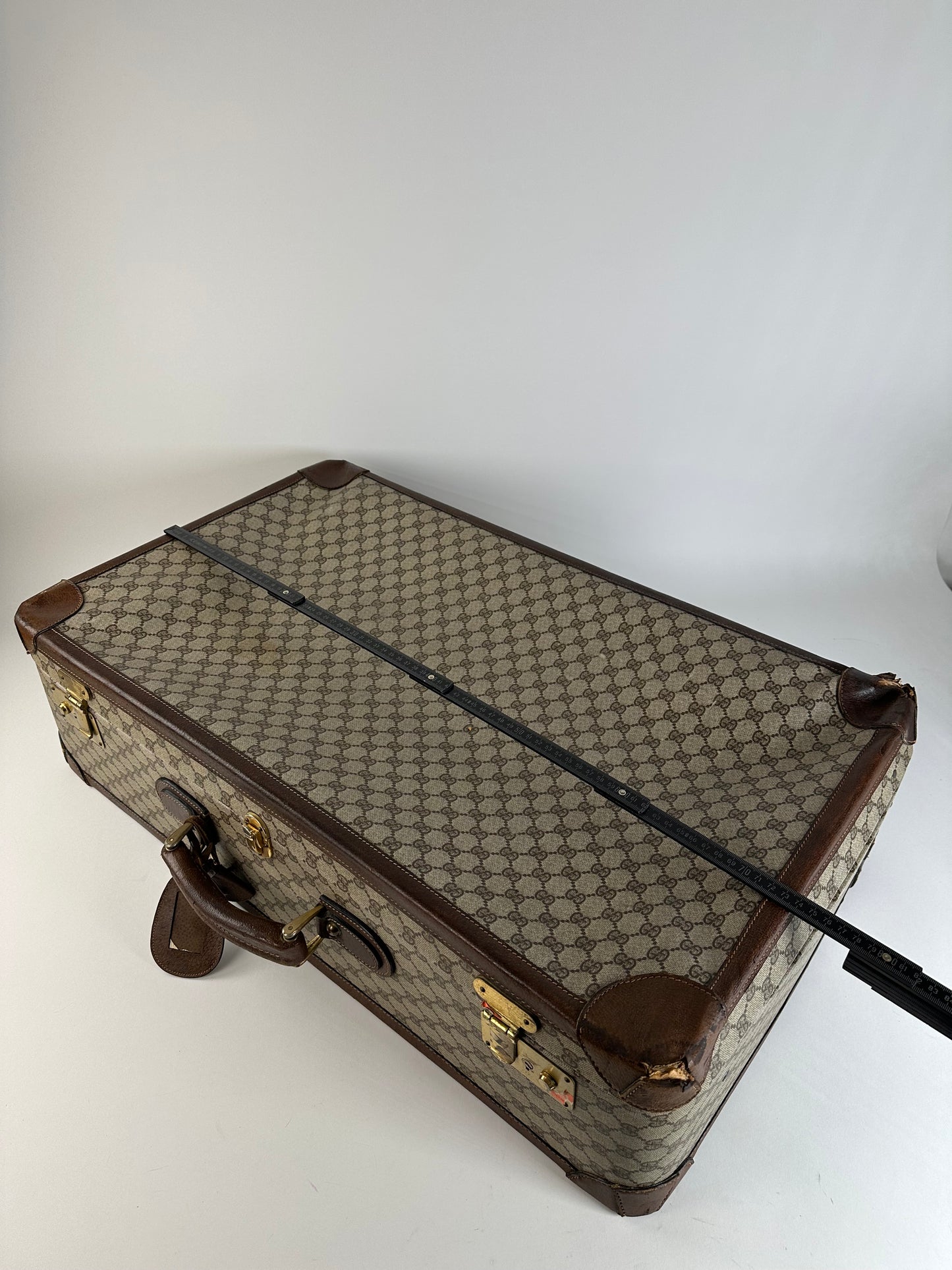 Vintage Gucci GG Supreme Canvas Suitcase Beige Brown