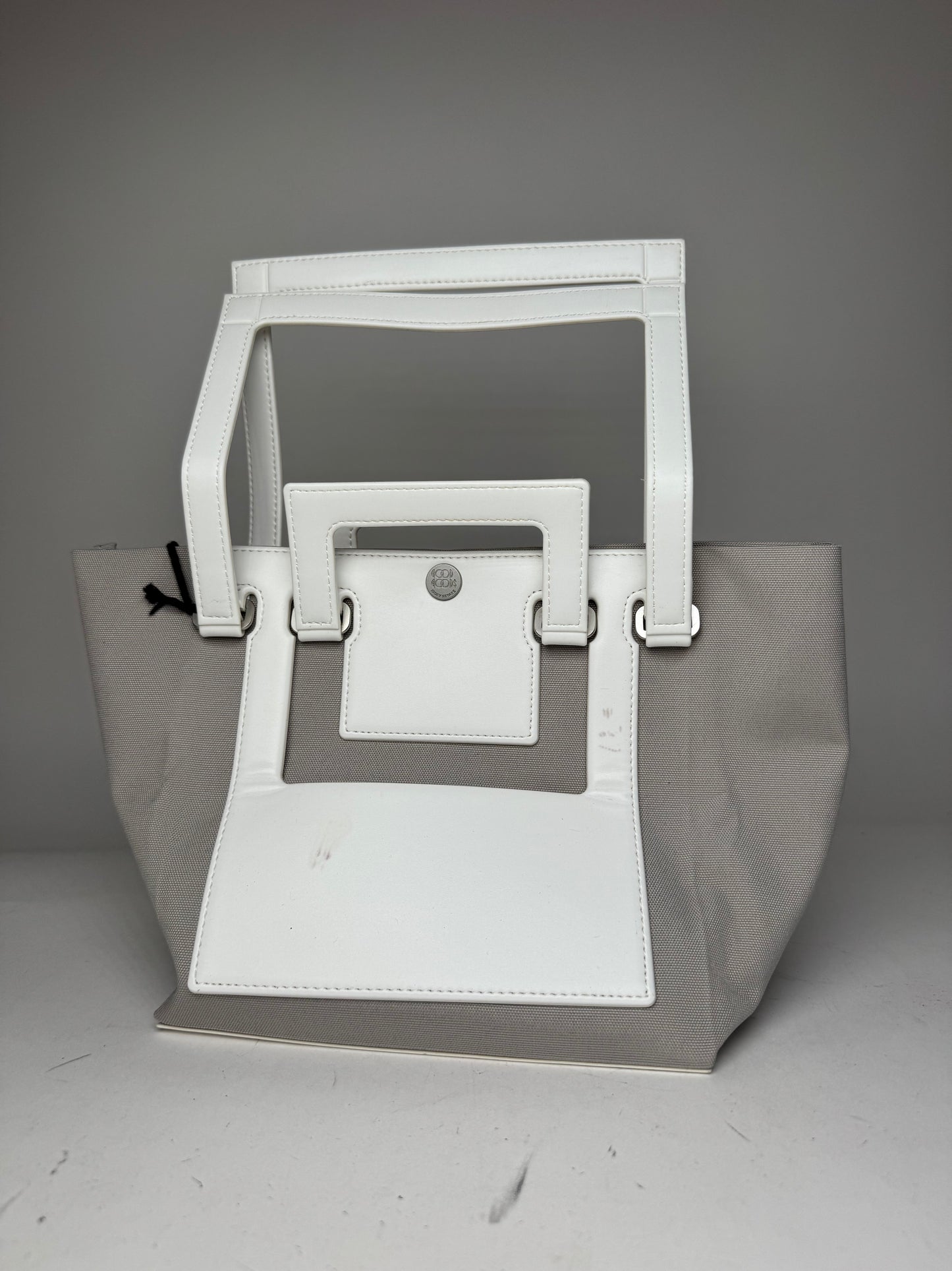 Vintage Issey Miyake Leather Canvas 2Way Bag Silver White