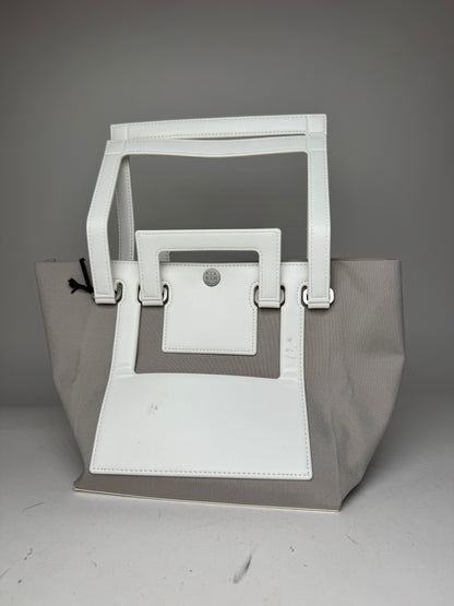 Vintage Issey Miyake Leather Canvas 2Way Bag Silver White