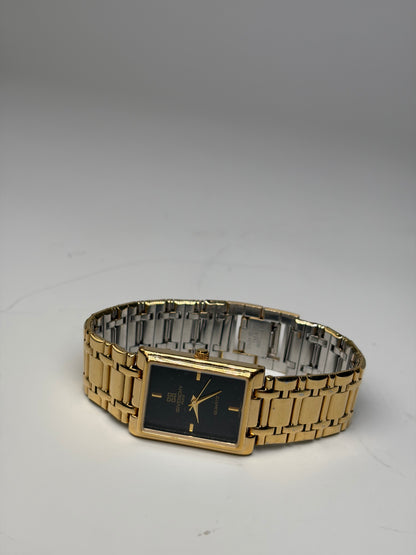 Vintage Givenchy Stainless Steel Bracelet Watch Gold Black