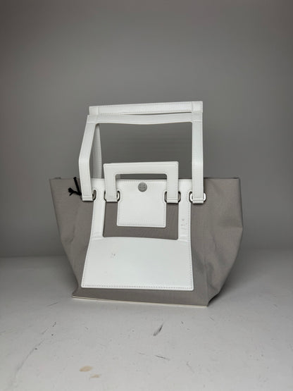 Vintage Issey Miyake Leather Canvas 2Way Bag Silver White