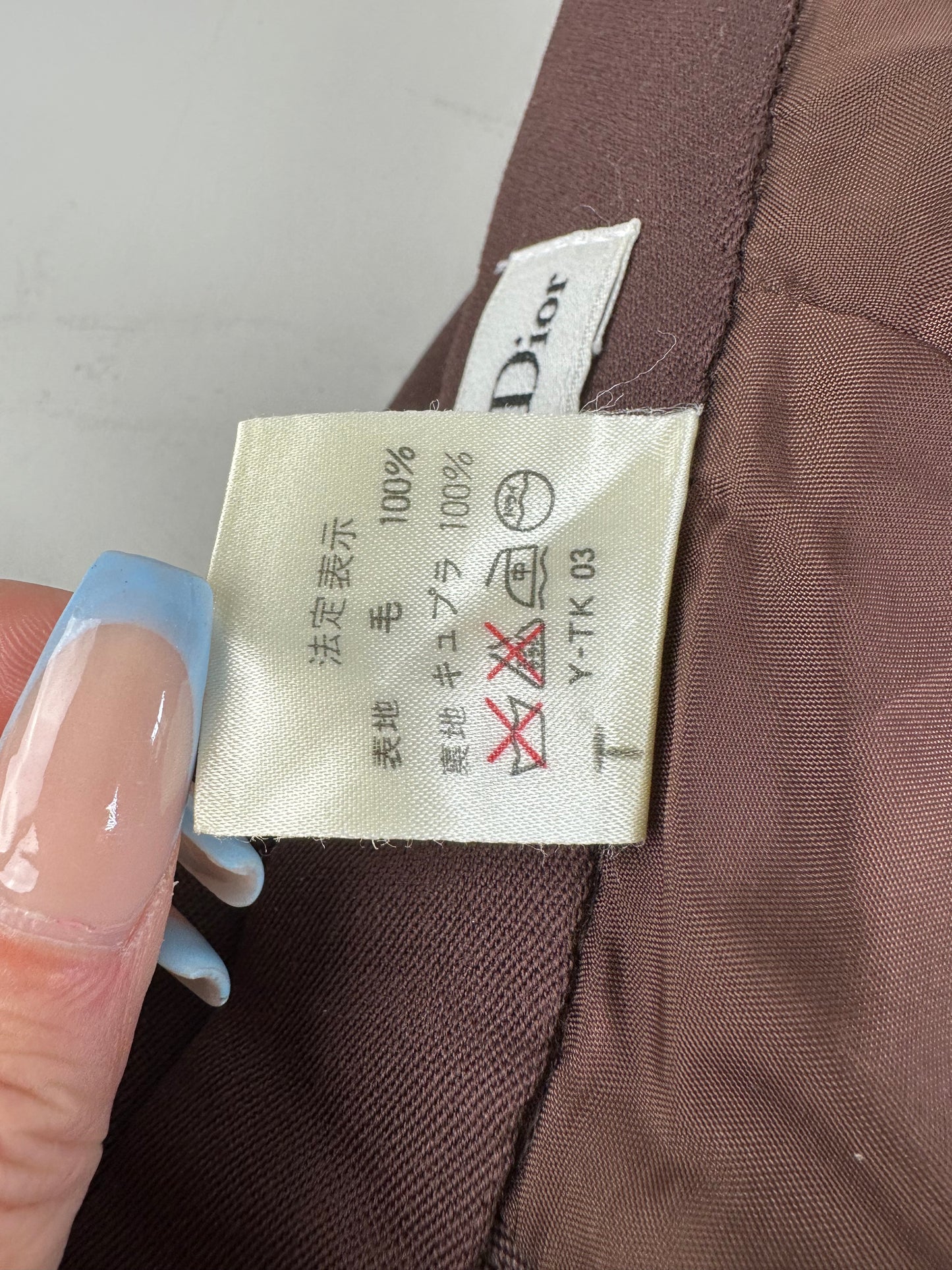 Vintage Dior Wool Skirt Dark Brown S