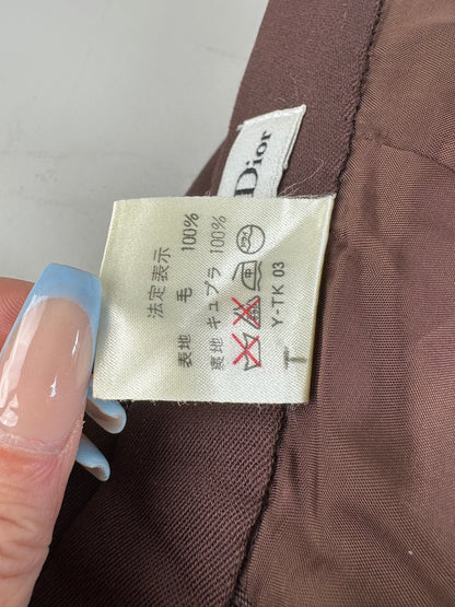 Vintage Dior Wool Skirt Dark Brown S