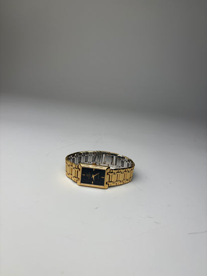 Vintage Givenchy Stainless Steel Bracelet Watch Gold Black