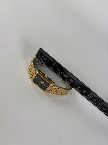 Vintage Givenchy Stainless Steel Bracelet Watch Gold Black