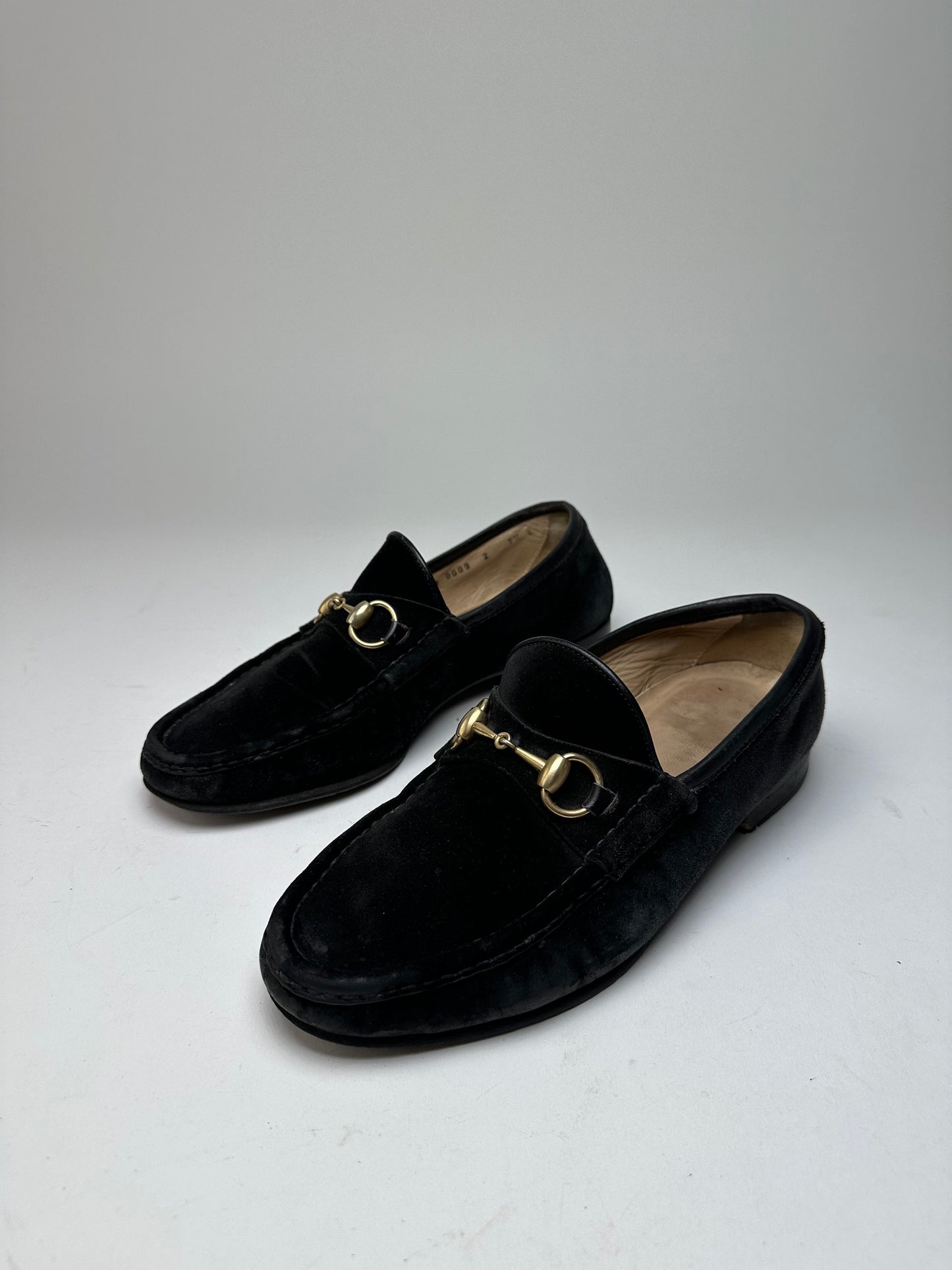 Vintage Gucci Suede Horsebit Loafer Black