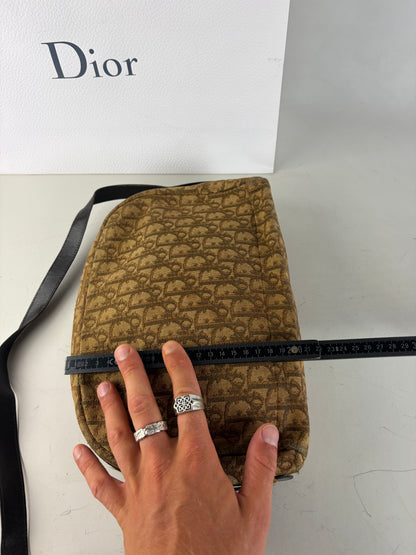 Vintage Dior Monogram Canvas Shoulder Bag Brown Beige