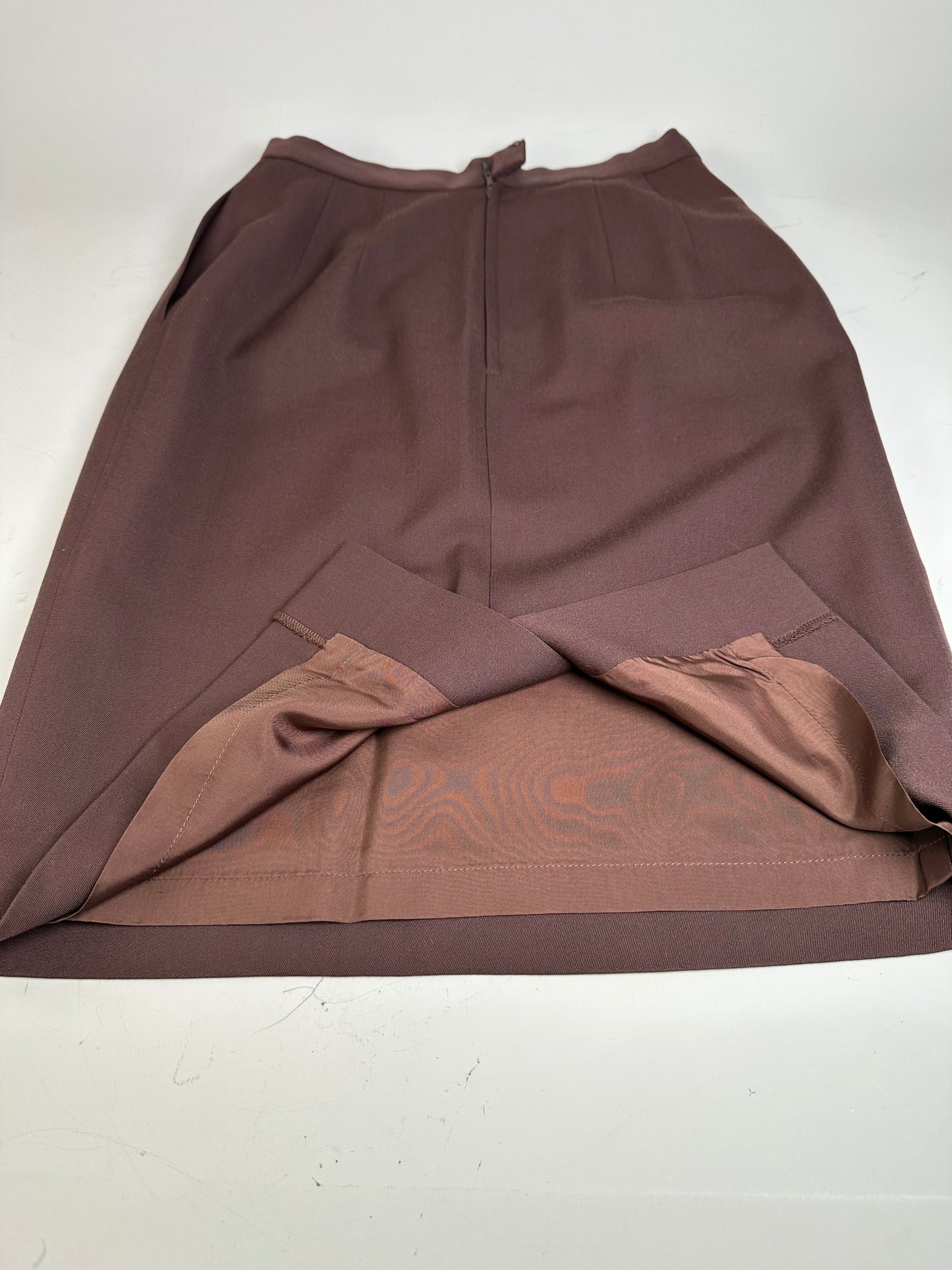 Vintage Dior Wool Skirt Dark Brown S