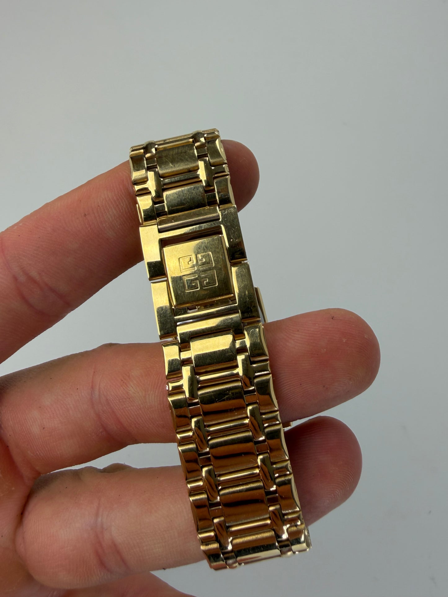 Vintage Givenchy Stainless Steel Bracelet Watch Gold Black
