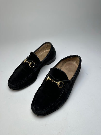 Vintage Gucci Suede Horsebit Loafer Black