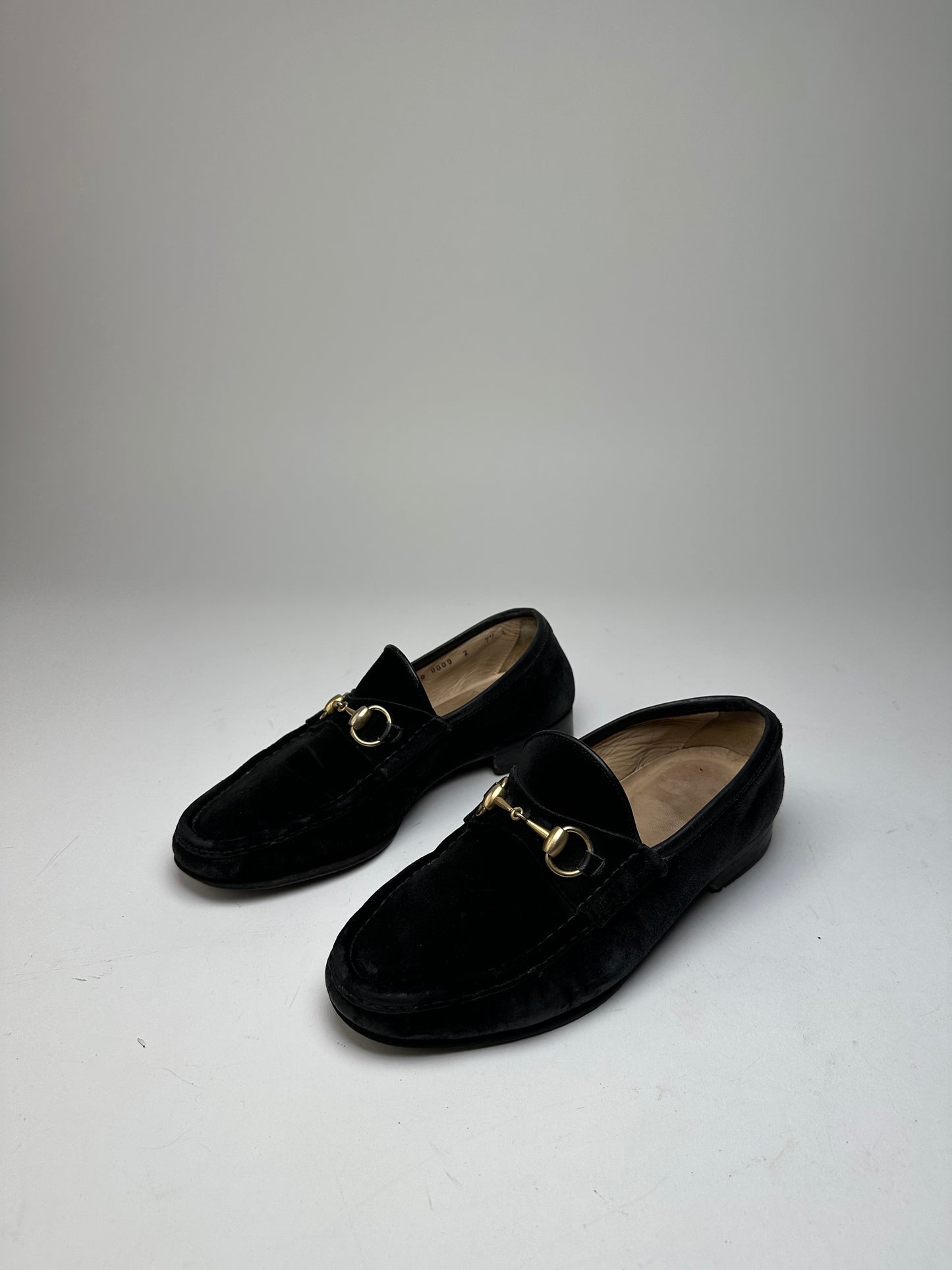 Vintage Gucci Suede Horsebit Loafer Black