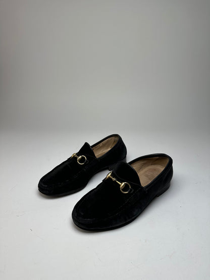 Vintage Gucci Suede Horsebit Loafer Black