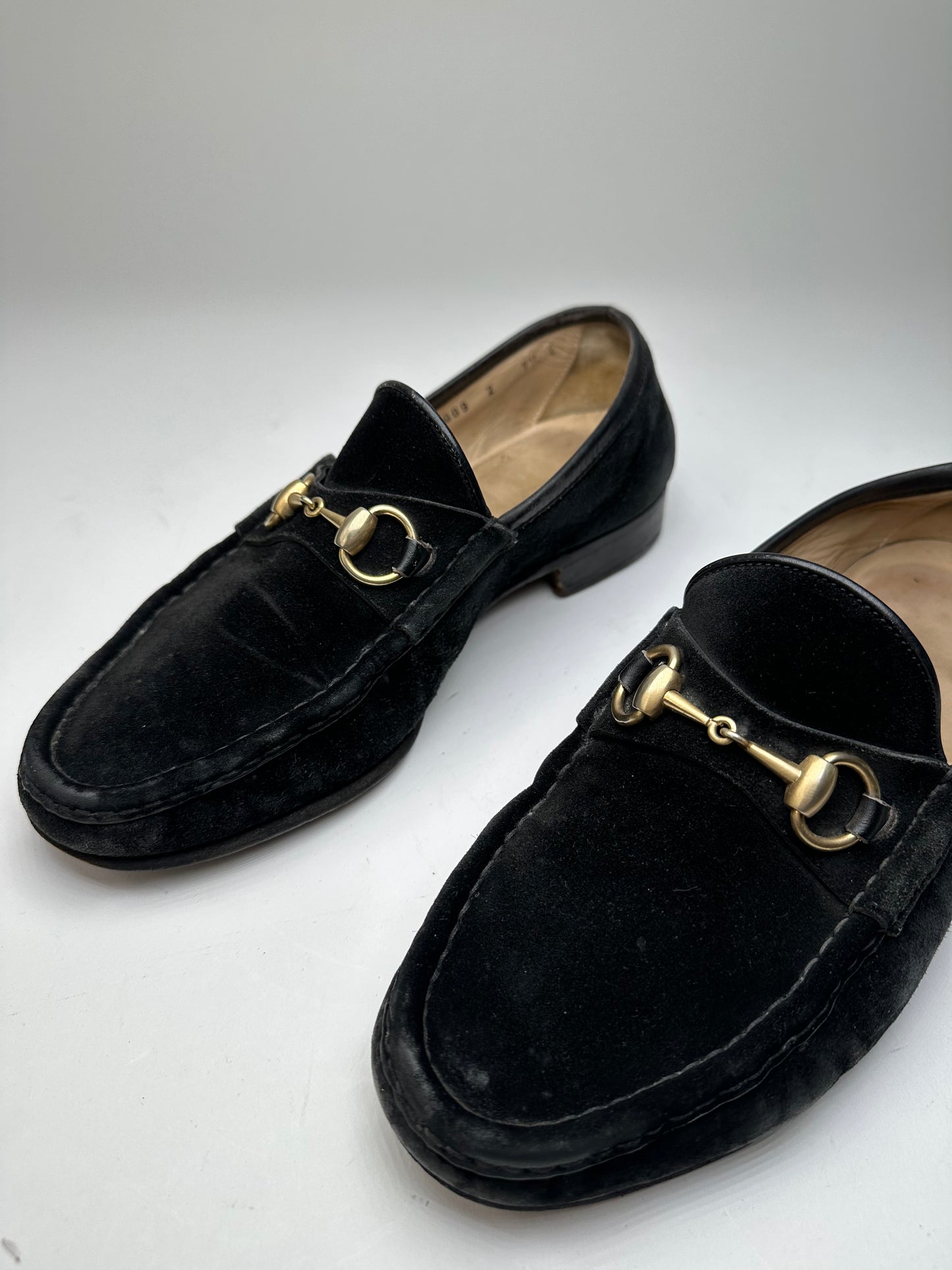 Vintage Gucci Suede Horsebit Loafer Black