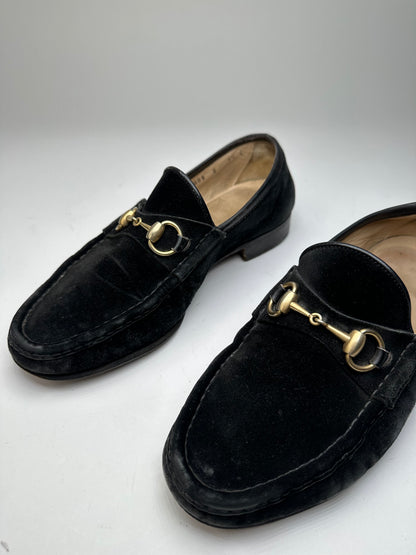 Vintage Gucci Suede Horsebit Loafer Black