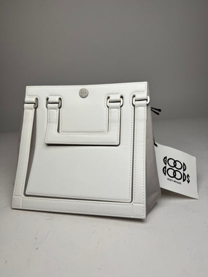 Vintage Issey Miyake Leather Canvas 2Way Bag Silver White