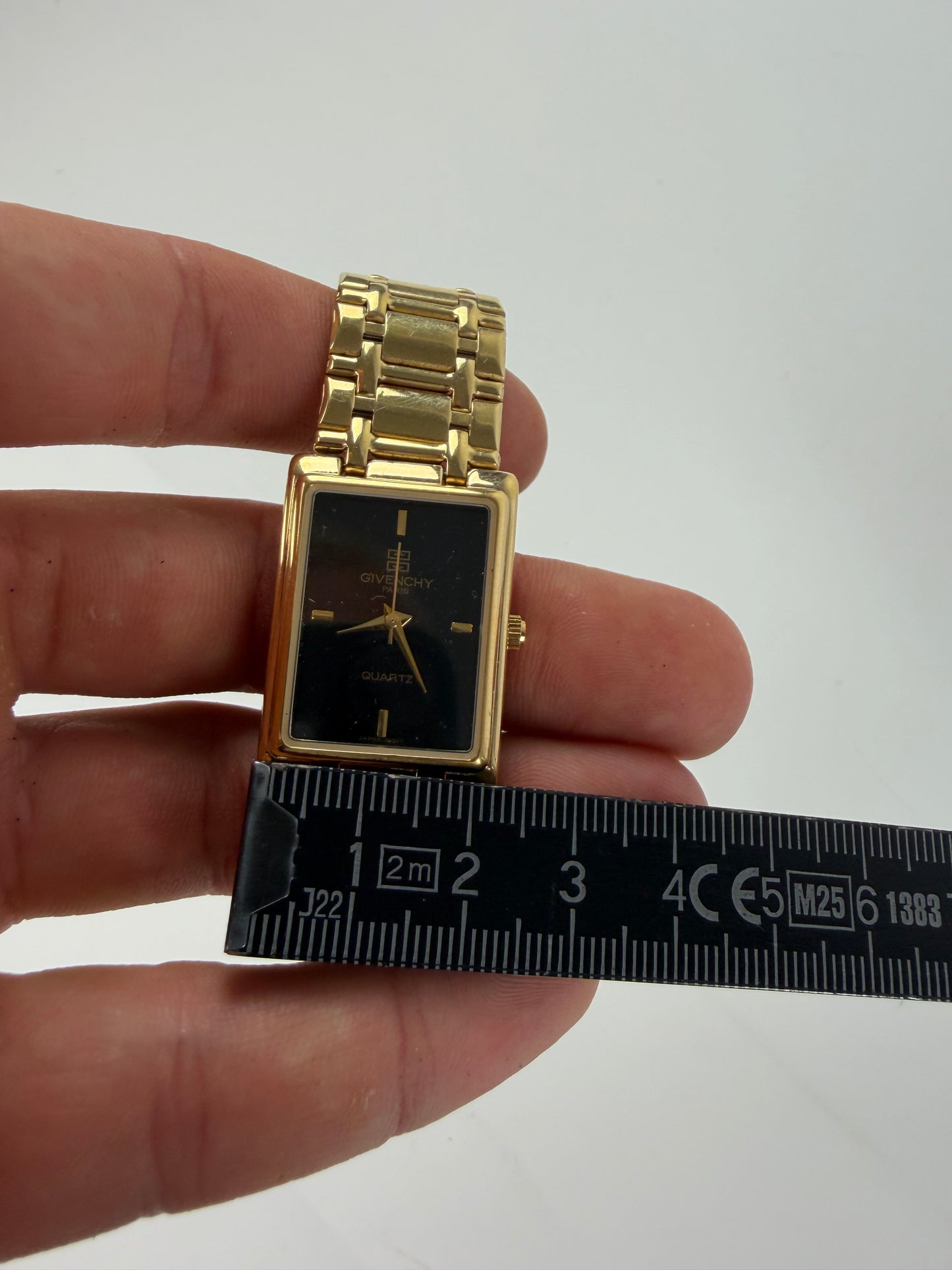 Vintage Givenchy Stainless Steel Bracelet Watch Gold Black