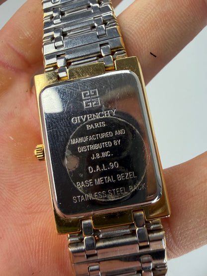 Vintage Givenchy Stainless Steel Bracelet Watch Gold Black
