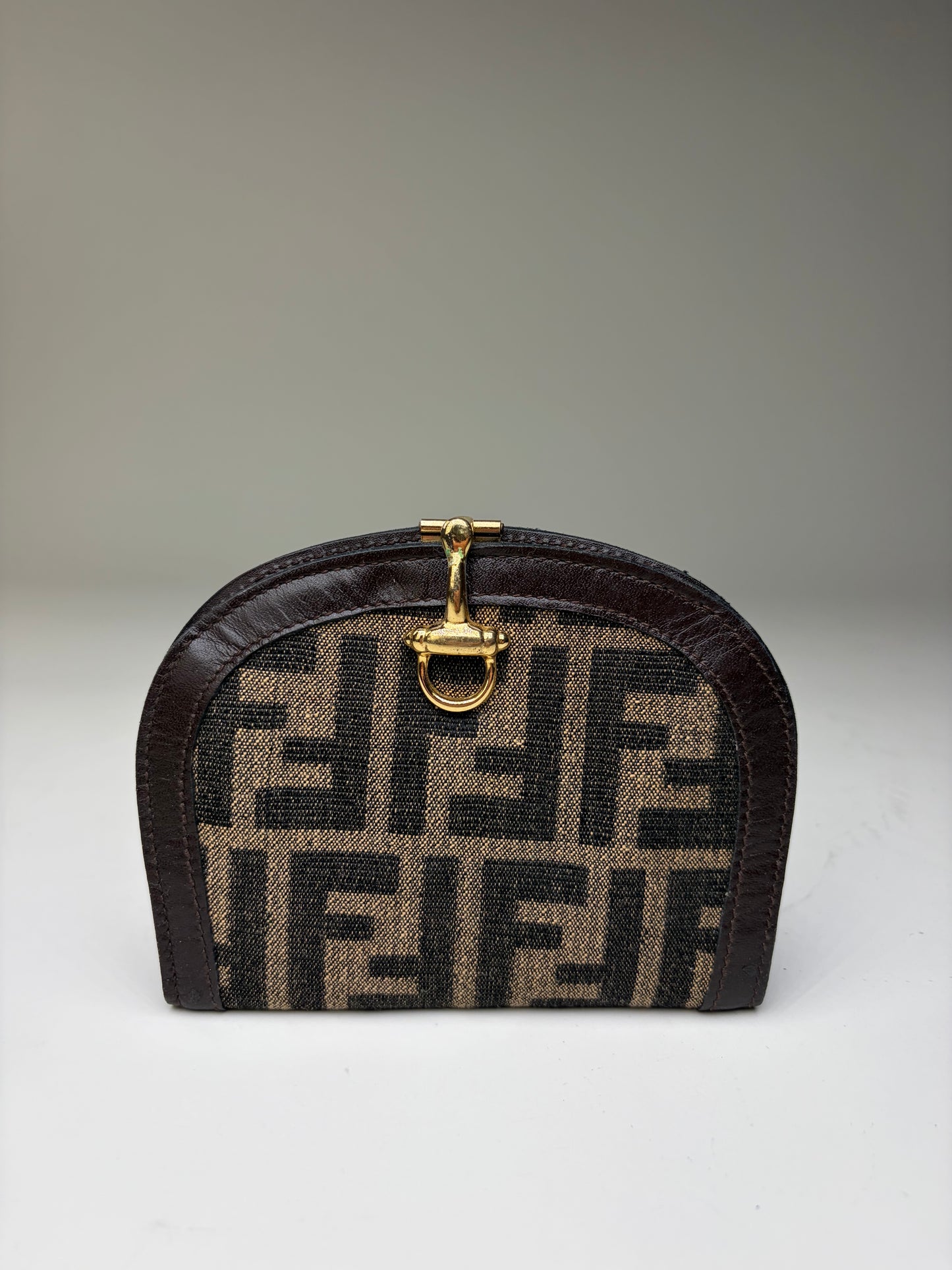 Vintage Fendi FF Monogram Canvas Coin Purse Tan Black
