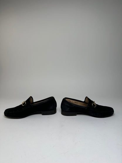 Vintage Gucci Suede Horsebit Loafer Black
