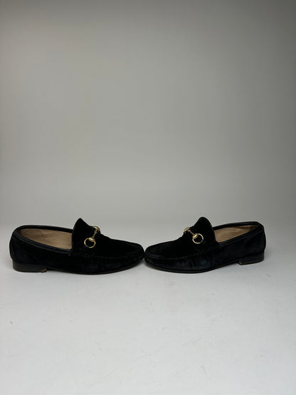 Vintage Gucci Suede Horsebit Loafer Black