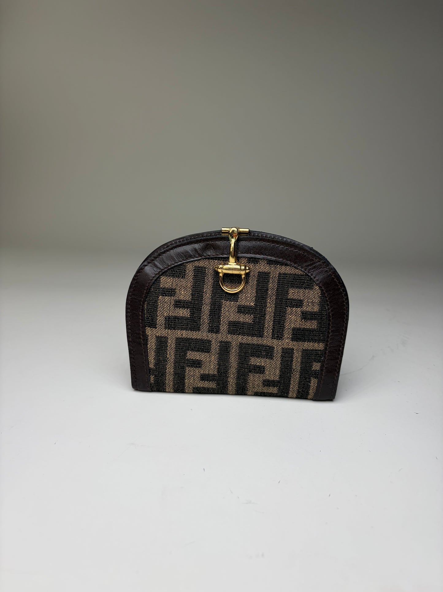 Vintage Fendi FF Monogram Canvas Coin Purse Tan Black