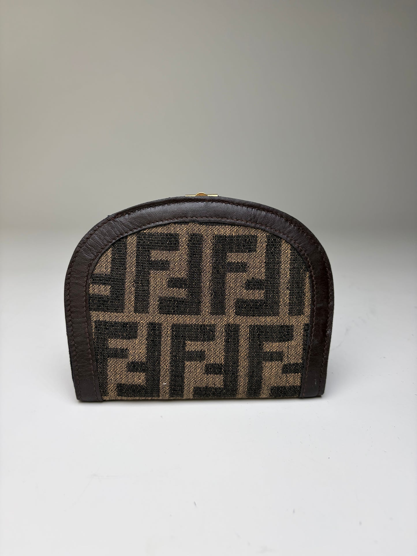 Vintage Fendi FF Monogram Canvas Coin Purse Tan Black