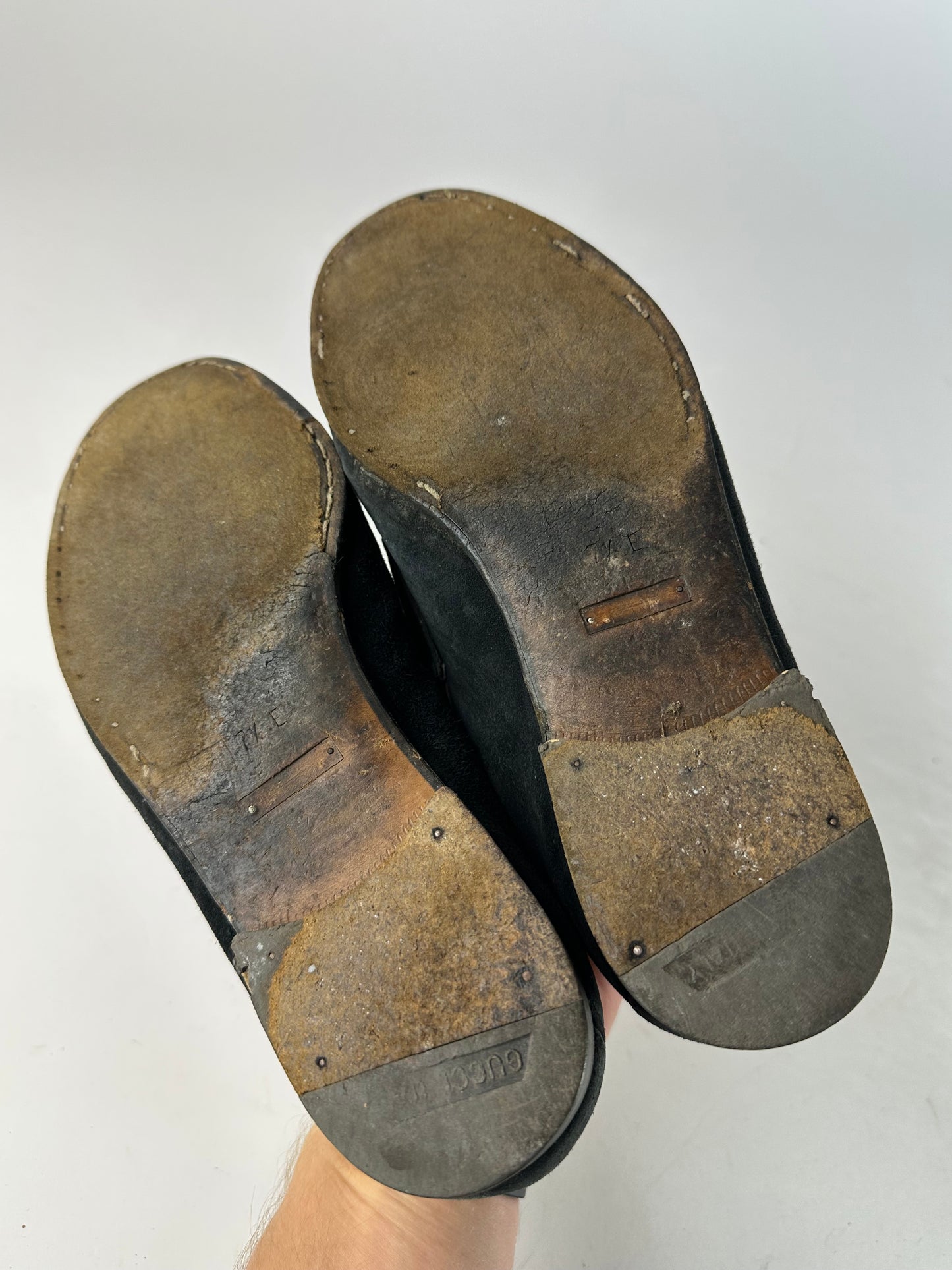 Vintage Gucci Suede Horsebit Loafer Black