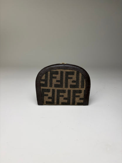 Vintage Fendi FF Monogram Canvas Coin Purse Tan Black