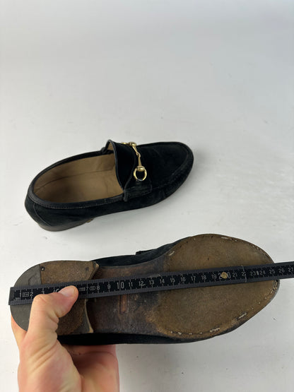 Vintage Gucci Suede Horsebit Loafer Black