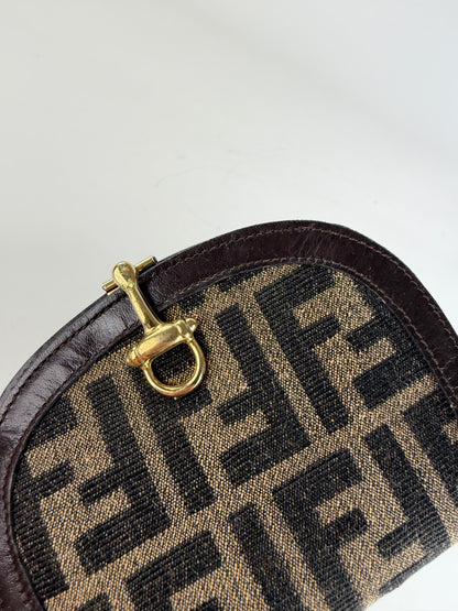 Vintage Fendi FF Monogram Canvas Coin Purse Tan Black