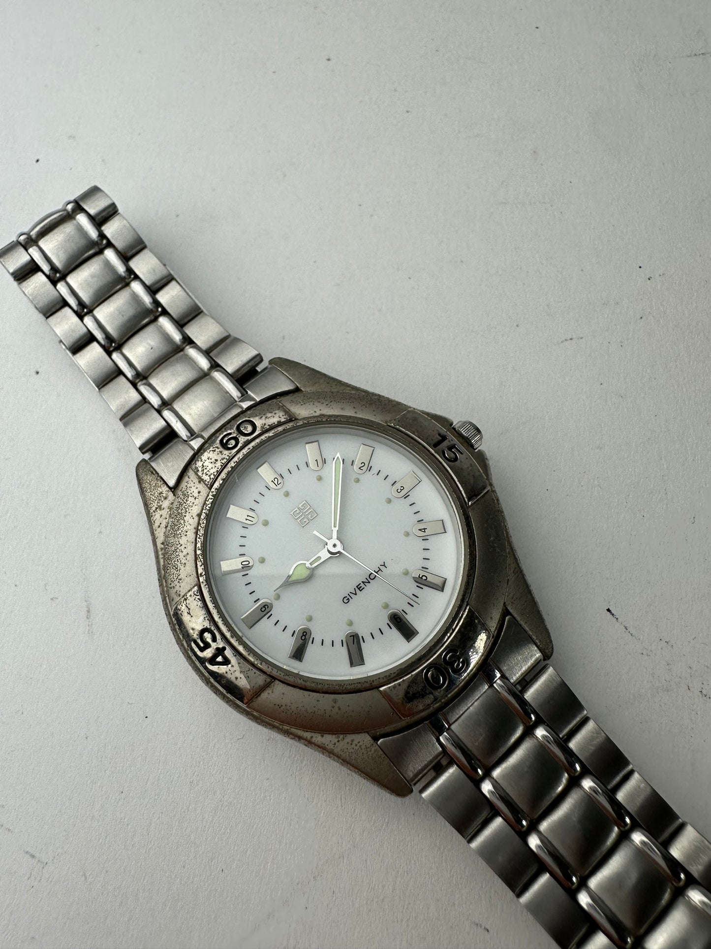 Vintage Givenchy Quartz Steel Watch Silver