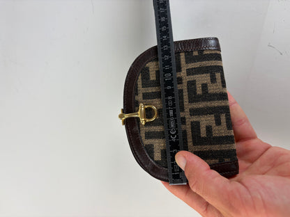 Vintage Fendi FF Monogram Canvas Coin Purse Tan Black