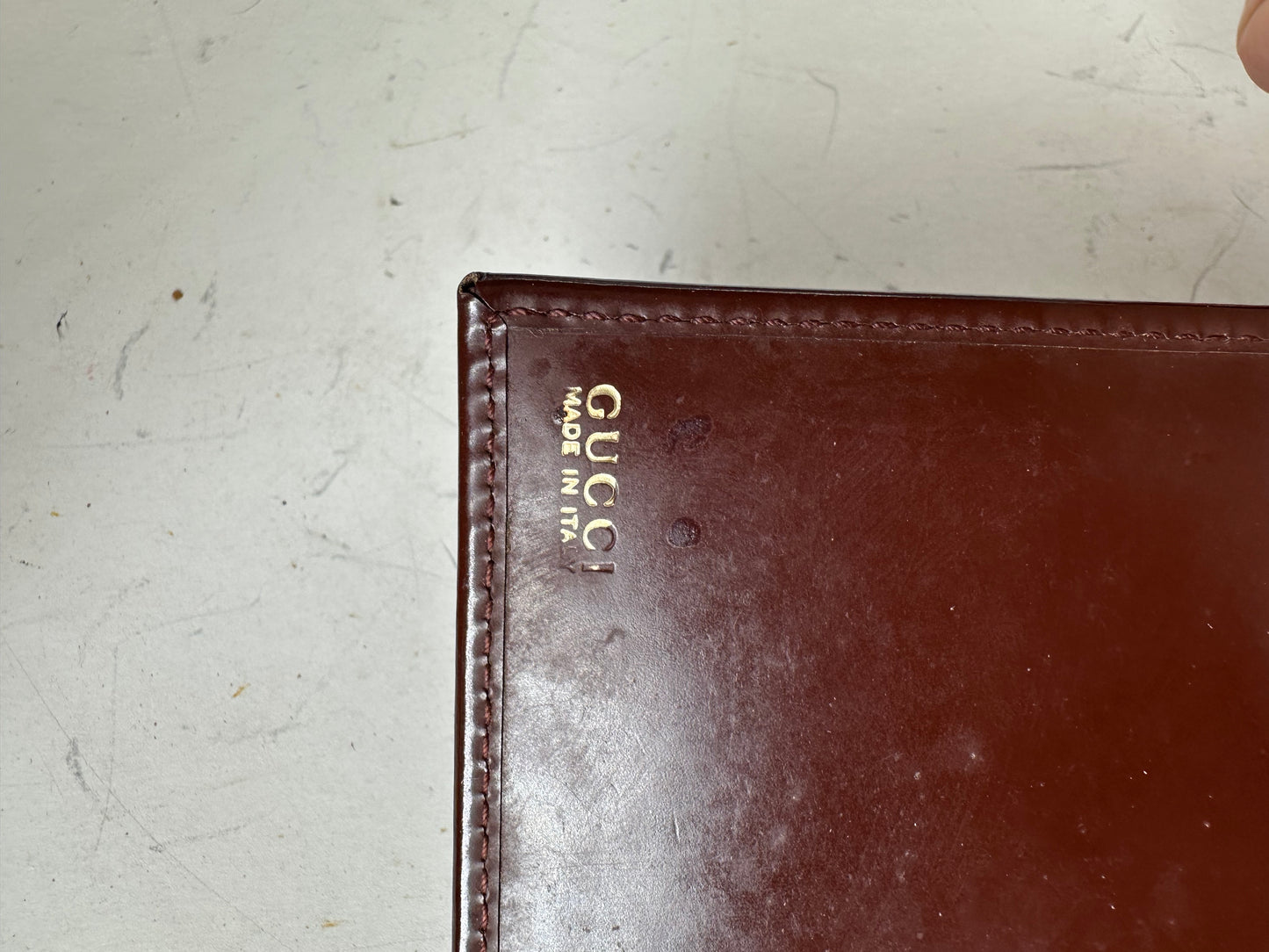 Vintage Gucci Leather Wallet Burgundy Gold Clasp