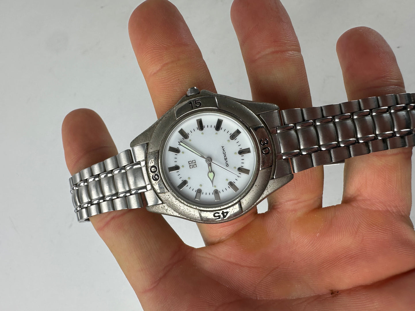 Vintage Givenchy Quartz Steel Watch Silver