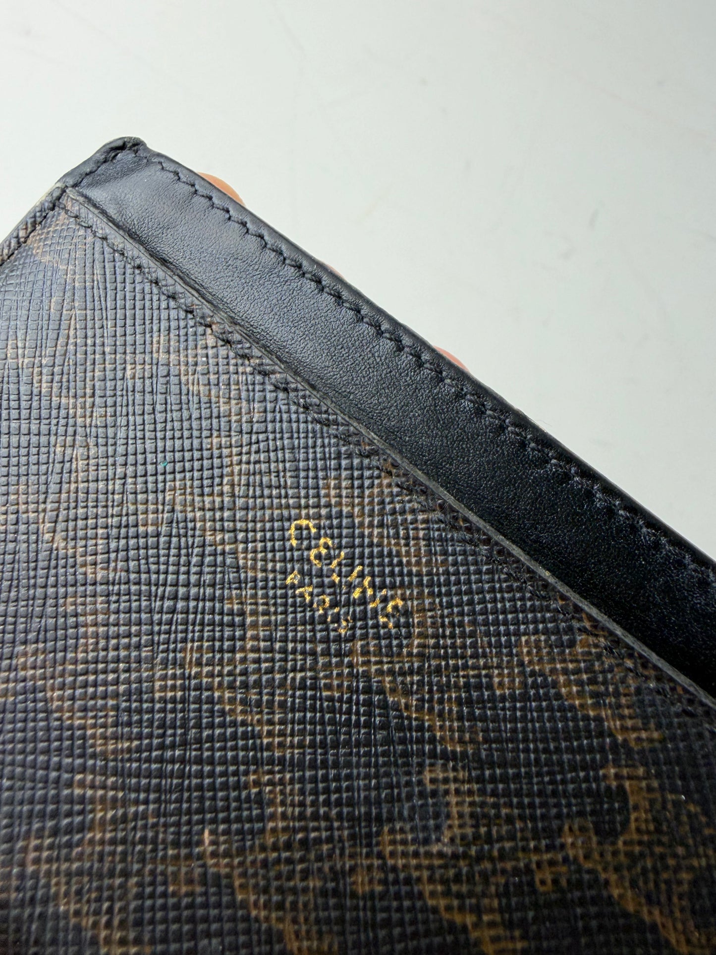 Vintage Celine Monogram Canvas Leather Card Holder Black Brown